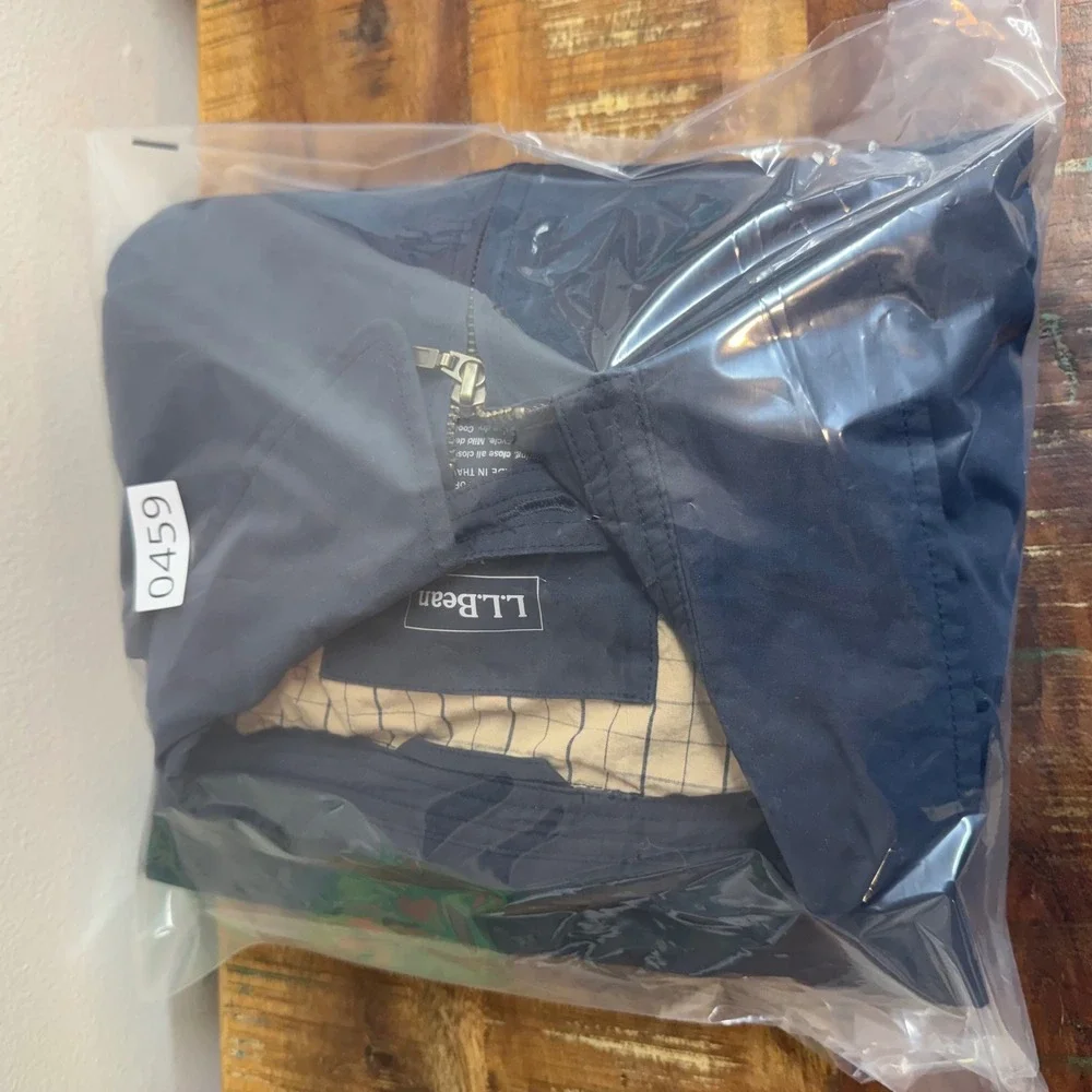 Vintage LL Bean XXL Blue Bomber Jacket Zip Front Harrington Windbreaker Dad